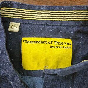 Descendant Of Thieves Shirt Men 2XL Blue Short Sleeve Button Up Limited Ed #200